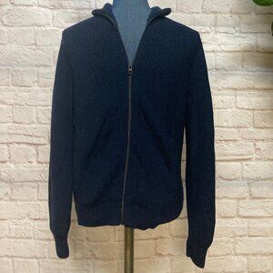 Men's Club Monaco Merino Wool Full-Zip Sweater, Size XS, Dark Blue w/Pockets